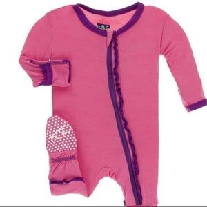 2/$40 Kickee pants Ruffle Footie with Snaps 0-3m NWT